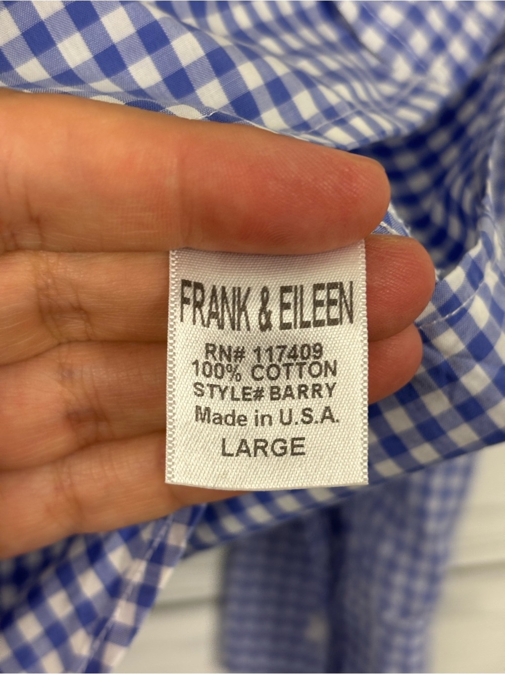 Frank & Eileen blue gingham Barry button down shirt top size large - Picture 8 of 11
